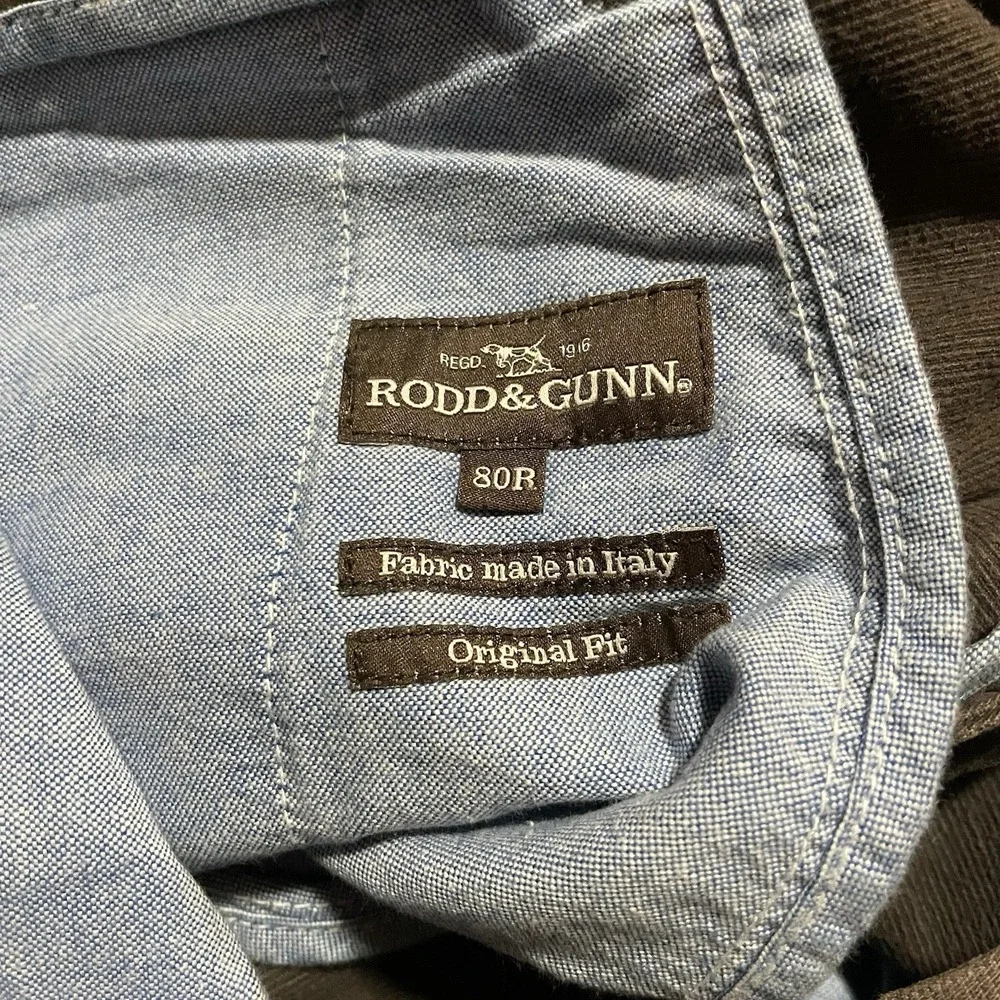 Rodd & Gunn Original Fit Brown Cotton Chino Pants Men's 80R Made in Italy Twill